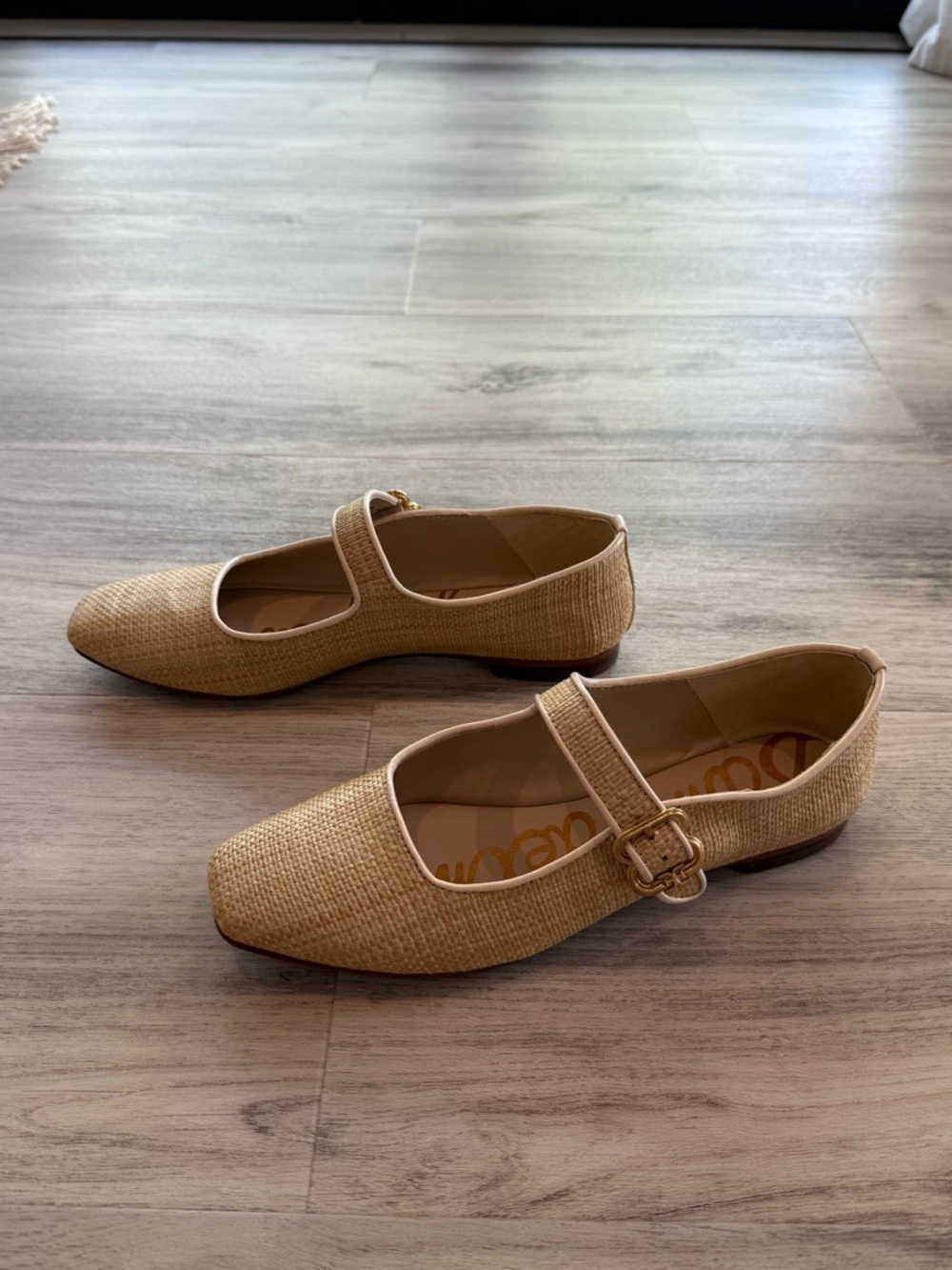 Sam Edelman Straw Mary Jane Flats in Light Beige - Picture 4 of 5